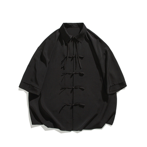 新中式 平铺白底 夏季2024 汉服冰丝短袖衬衫/衬衣A891-p65图片