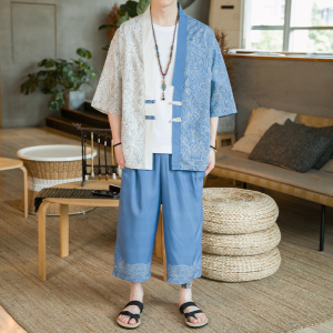 A3017*咖啡厅大码2021中国风夏季 冰丝 开衫套装 汉服套装p90图片