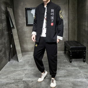 A1003大码中国风2021秋冬 龙的传人 棉麻盘扣/唐装/汉服套装P135图片
