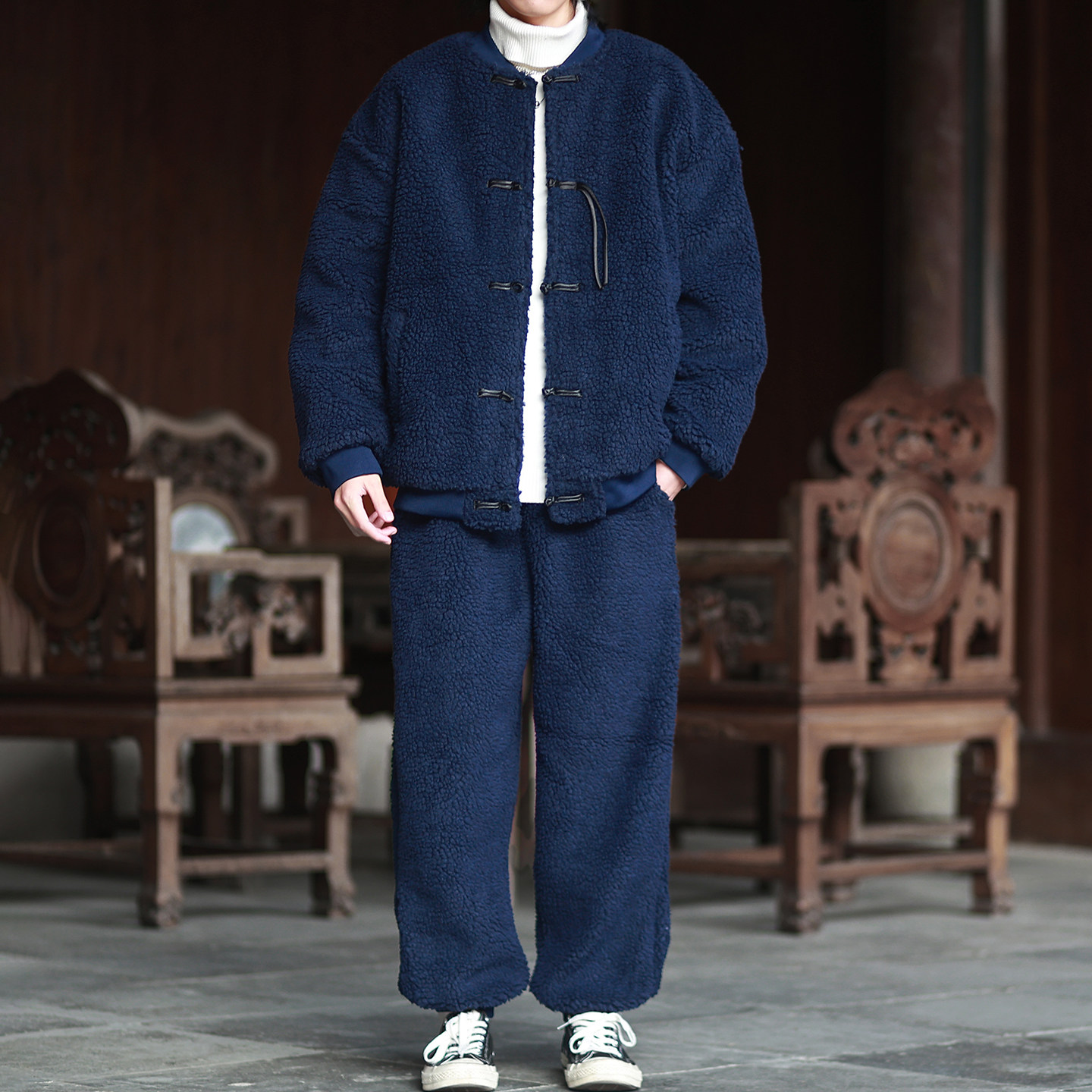 A338-P100特价2025羊羔毛套装唐装棉衣加厚汉服棉袄外套套装,男装棉衣,钱塘7008(原4008)