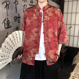 有货龙凤提花夏季新品2026风汉服短袖衬衫/衬衣A676-p65,白色西装背心怎么搭配图片