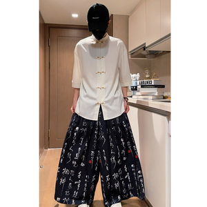 跑量竹节仿麻百搭单色 夏2026 风 汉服短袖衬衫/衬衣A810-p45图片