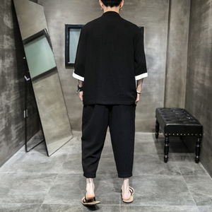A733*夏季2021大码中国风 刺绣款 棉麻盘扣 汉服套装p100图片