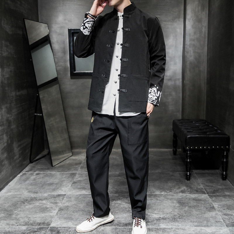 A779*套装新新风2021秋冬刺绣  盘扣 汉服套装男图片