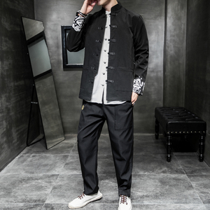 A779*套装新新风2021秋冬刺绣  盘扣 汉服套装男图片