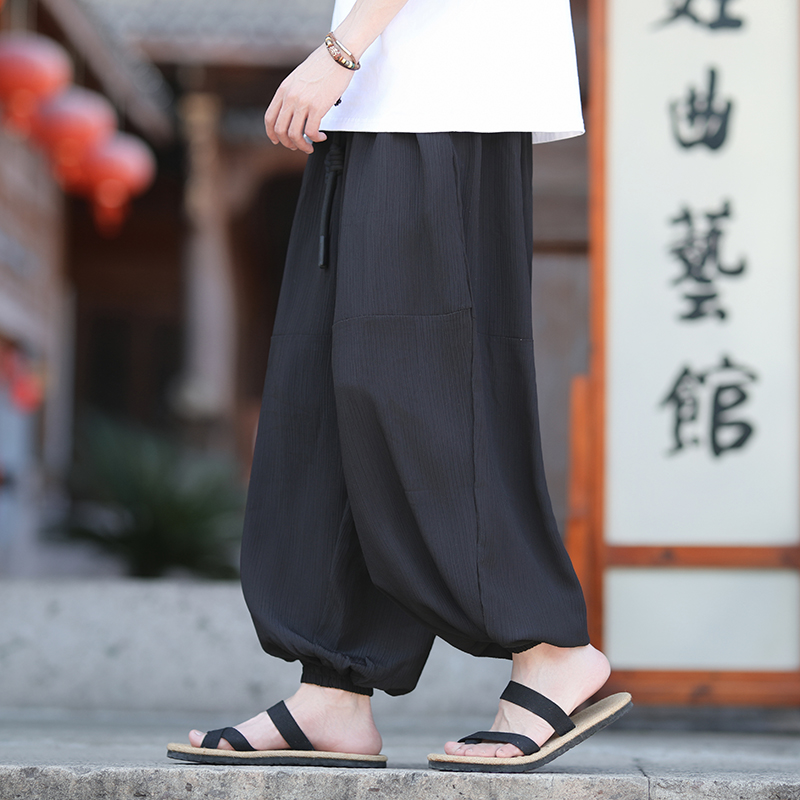 风仿麻竖条百搭2025春夏宽松版哈伦灯笼裤子A611-p68，商品下架区商品下架区，钱塘7008(原4008)