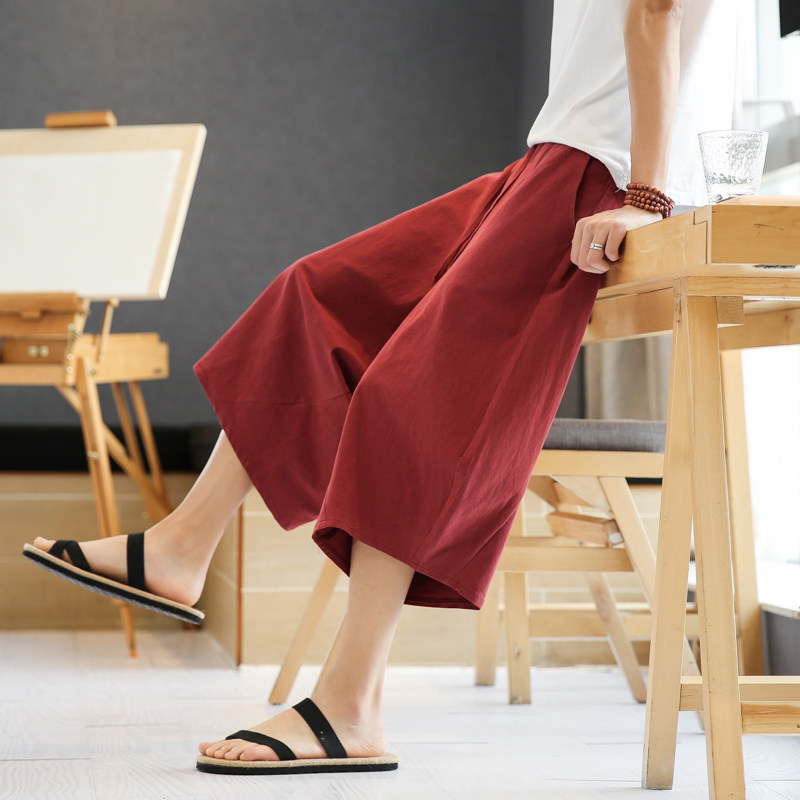 风大码夏2026春夏汉服哈伦裤袋鼠裤七分裤A4013-p45，男装牛仔裤，钱塘7008(原4008)