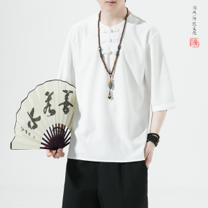 跑量有货 风夏2026 盘扣汉服短袖男T恤A9006-p48图片