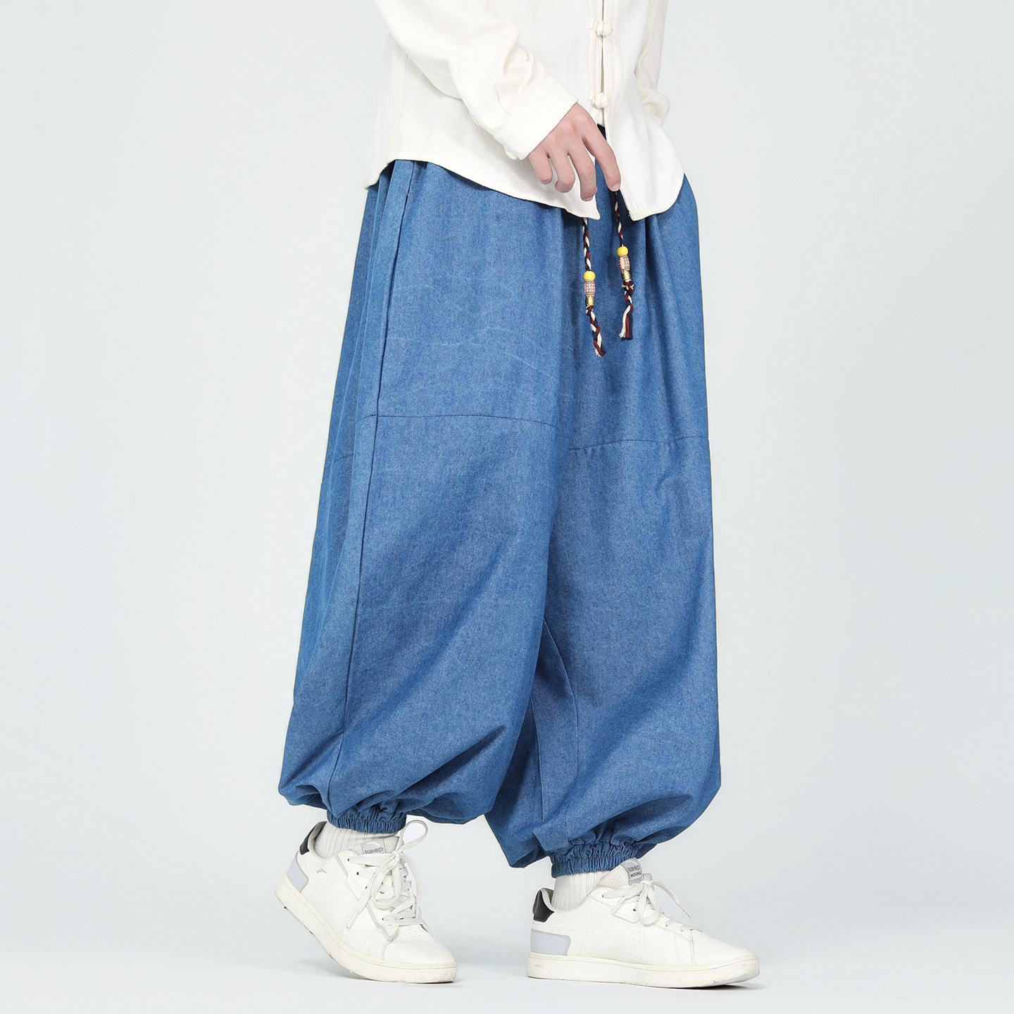 新款百搭秋冬水洗牛仔蓝2025宽松版哈伦灯笼裤子A3300-p70,男装休闲裤,钱塘7008(原4008)