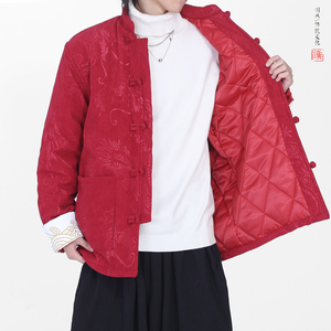灯芯绒提花龙冬2025新中式盘扣外套唐装红棉衣外套A552-P148