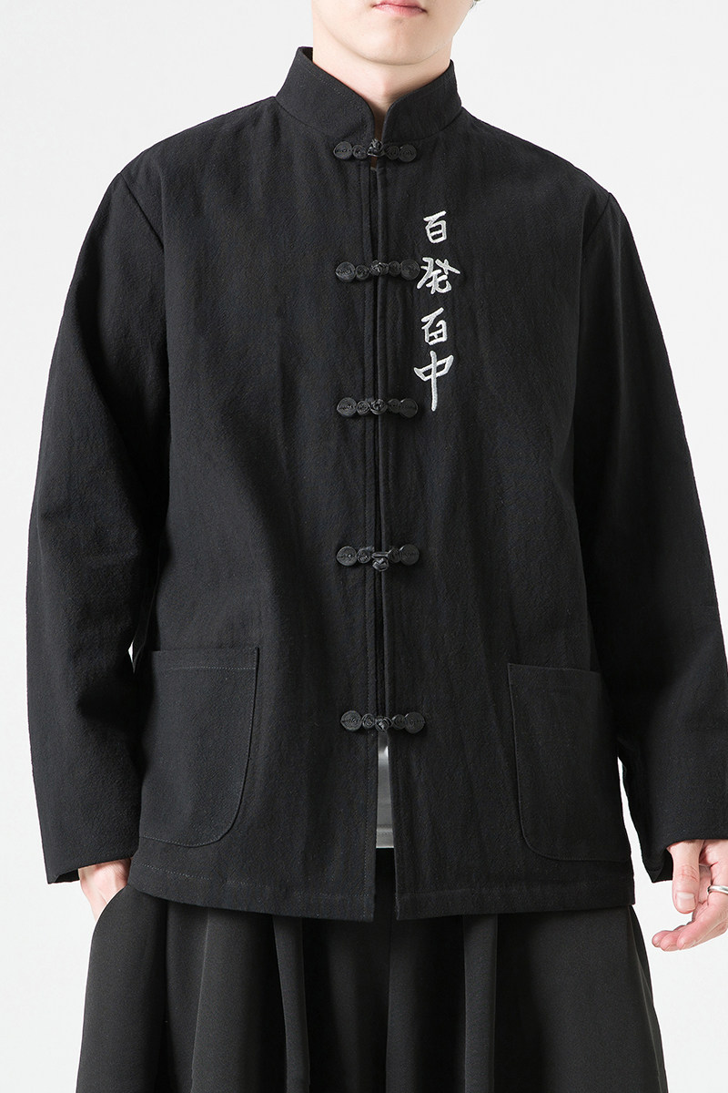 2026春亚麻款百发百中刺绣棉麻唐装外套A995-P105,男装民族服装,钱塘7008(原4008)