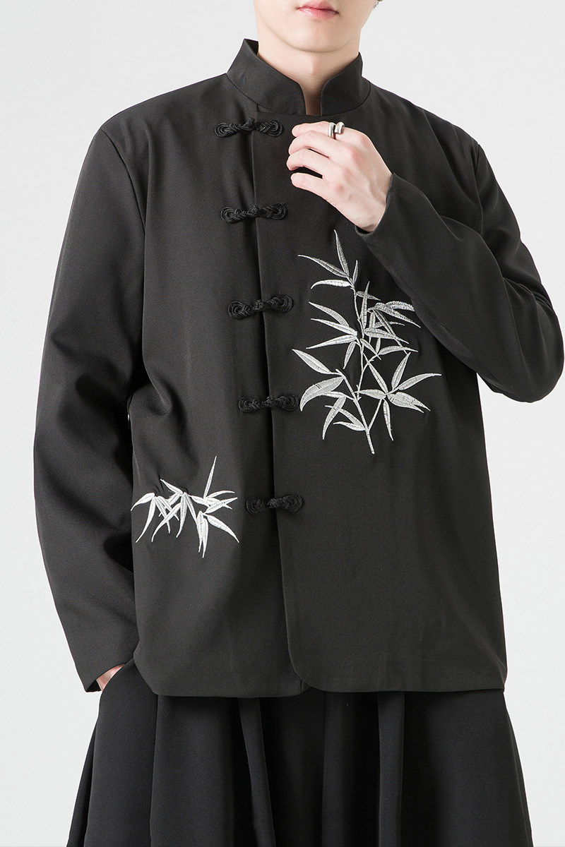风2026春新中式西服刺绣款立领盘扣西装外套A105-p110,男装西服套装,钱塘7008(原4008)