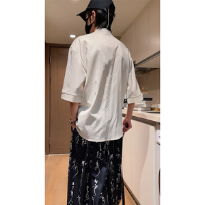 跑量竹节仿麻百搭单色 夏2026 风 汉服短袖衬衫/衬衣A810-p45图片