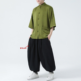 风抓花冰丝面料夏2026新中式短袖衬衫/衬衣A638*p65，男装T恤，钱塘7008(原4008)