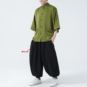 风  抓花冰丝面料 夏2026 新中式短袖衬衫/衬衣A638*p65图片