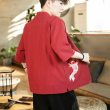 JJ002汉服开衫中国风大码20213色刺绣短袖开衫p45，男装民族服装，钱塘7008(原4008)