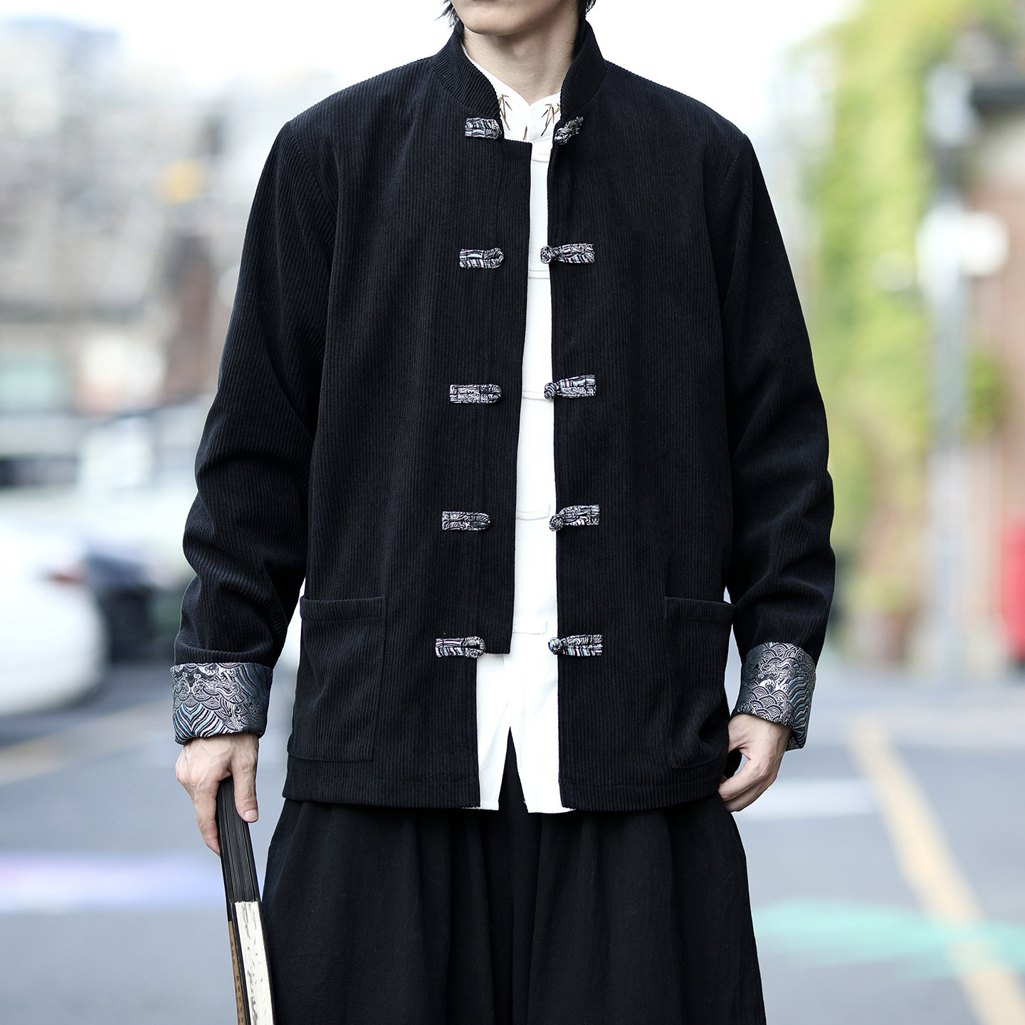 灯芯绒2025秋红新中式风撞色提花夹克唐装外套A821-P105,男装夹克,钱塘7008(原4008)