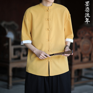 5色 夏季2025冰丝抗皱 盘扣 男短袖衬衫/衬衣A8001*p40图片
