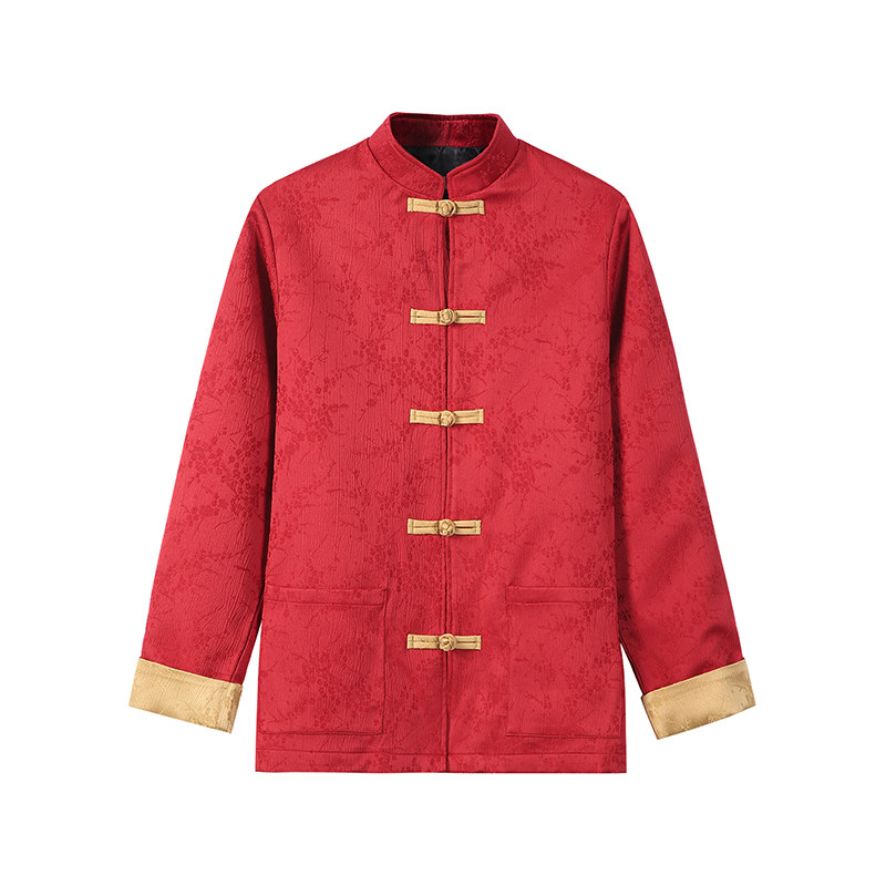 有货提花2026春新中式红婚礼唐装汉服外套A650-P110,男装民族服装,钱塘7008(原4008)