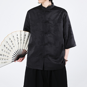 凤凰提花 夏季新品2026 风 汉服短袖衬衫/衬衣A688-p65图片