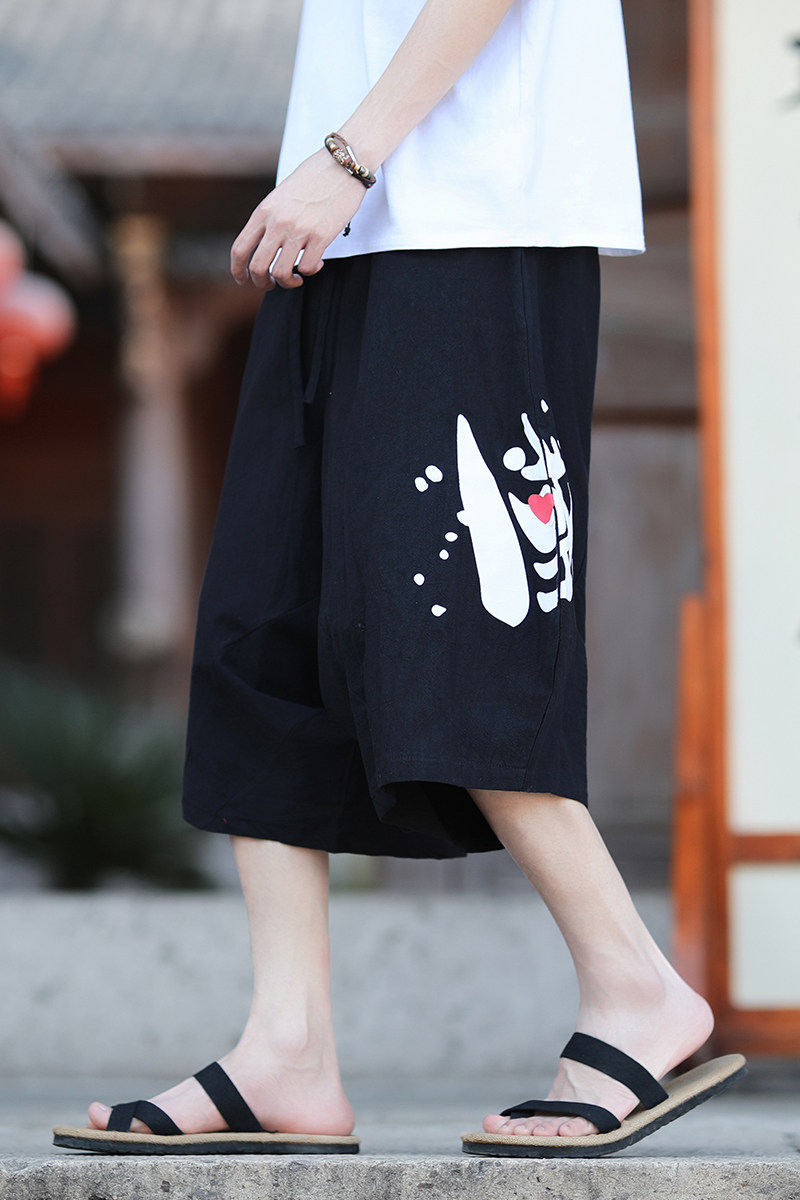 棉麻裤风大码夏2026夏汉服哈伦裤袋鼠裤七分裤A4012-p45,男装牛仔裤,钱塘7008(原4008)