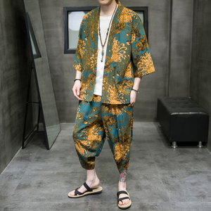 A3003*大码2021中国风 夏 向日葵印花 开衫套装 汉服套装p80图片