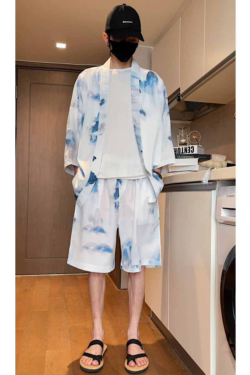 冰丝2026夏大码男装风沙滩休闲汉服套装特价A3021-p50,男装休闲套装,钱塘7008(原4008)