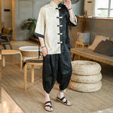 A3019*咖啡厅大码2021中国风大龙面料冰丝对拼开衫汉服套装p90，男装休闲套装，钱塘7008(原4008)