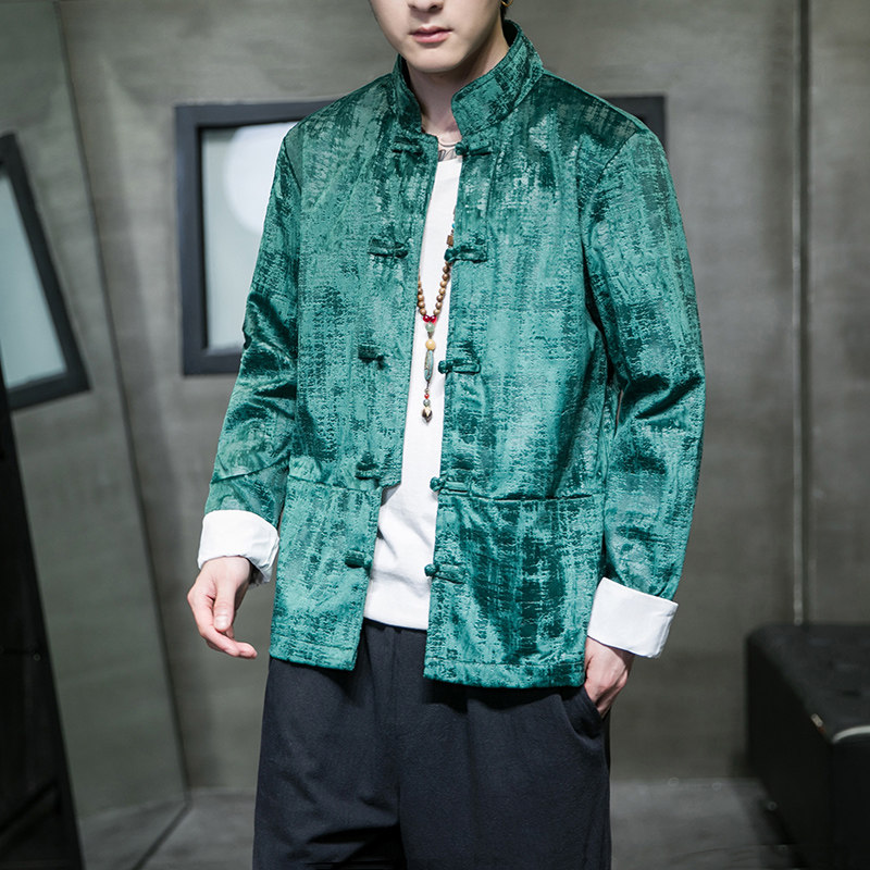 2026春款风提花平绒伴郎服盘扣汉服特价A7110*P70，男装民族服装，钱塘7008(原4008)