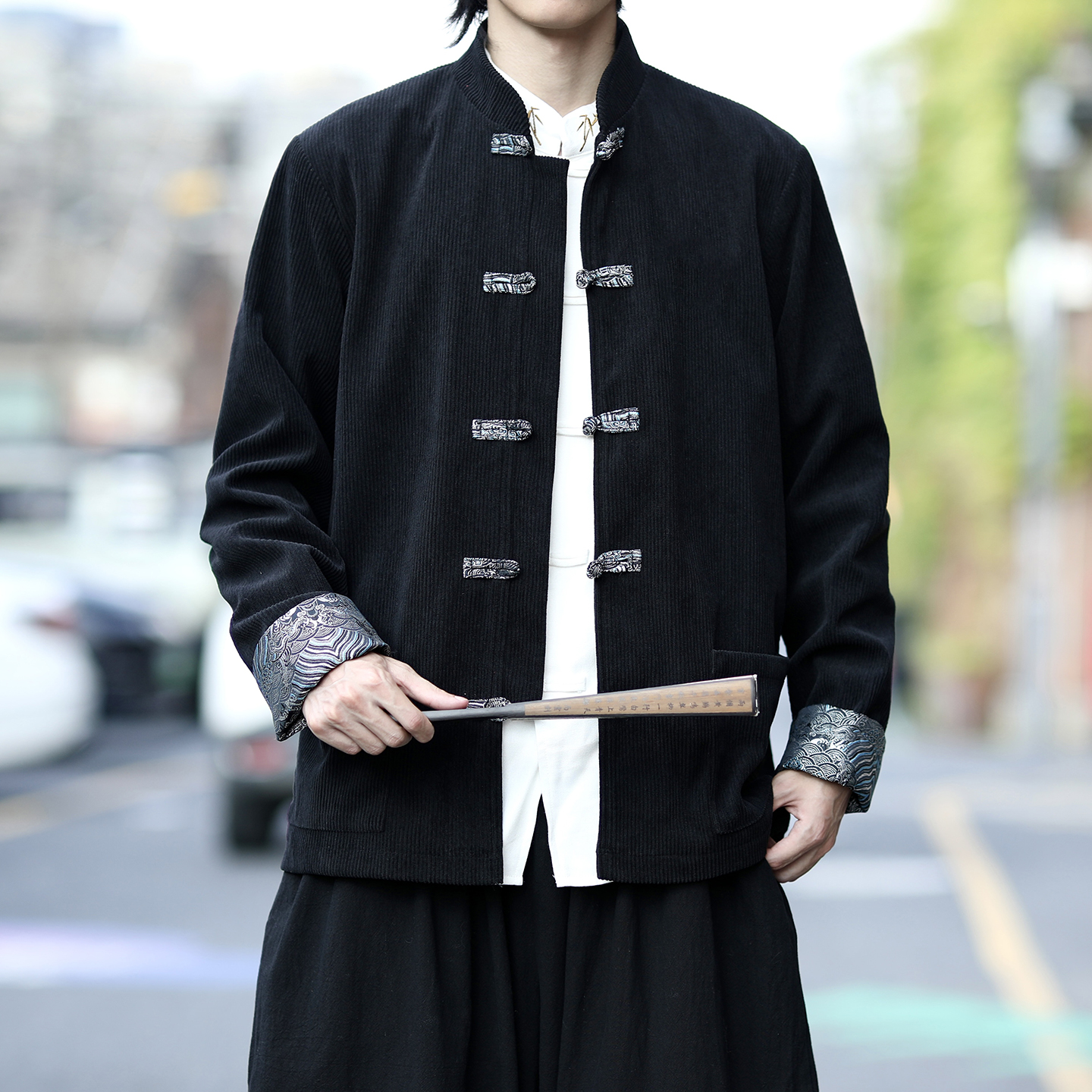 灯芯绒2025秋新中式风撞色提花夹克唐装外套A821-P105，男装夹克，钱塘7008(原4008)