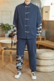 A1087跑量款秋冬风2020棉麻盘扣/开衫唐装套装，男装民族服装，钱塘7008(原4008)