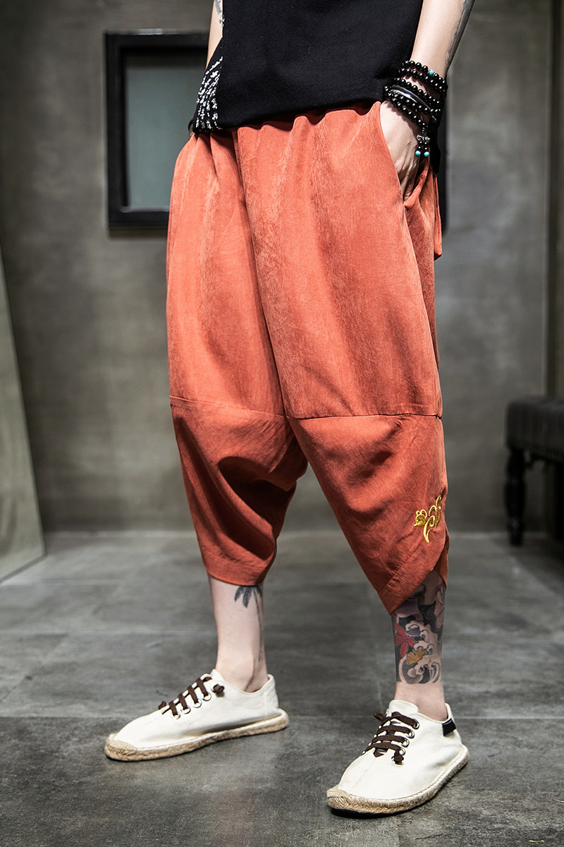 风新品夏季2026刺绣宽松哈伦裤七分裤K1047-P50,男装牛仔裤,钱塘7008(原4008)
