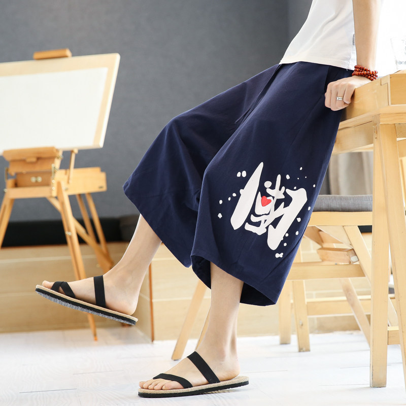 风大码夏2026春夏汉服哈伦裤袋鼠裤七分裤A4012-p45，男装牛仔裤，钱塘7008(原4008)