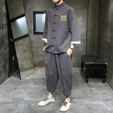 A1071中国风2021夏简单刺绣款3色开衫套装汉服套装p95，男装休闲套装，钱塘7008(原4008)