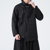 2024秋新中式风斜扣设计黑白色提花夹克唐装外套A936-P100，男装夹克，钱塘7008(原4008)