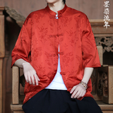 麦穗提花夏季新品2025风汉服短袖衬衫/衬衣A677-p65，男装衬衫，钱塘7008(原4008)