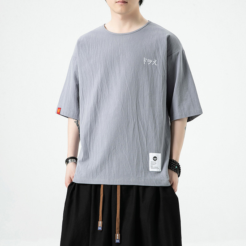 2026夏装风简约棉麻圆领短袖T恤B999-p30，男装T恤，钱塘7008(原4008)
