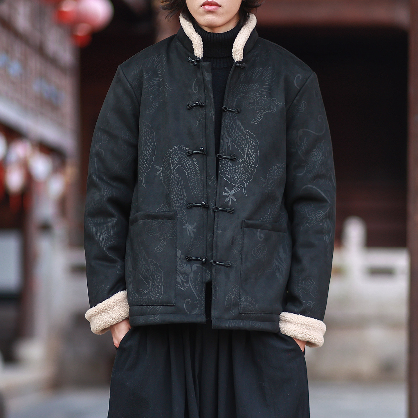 麂皮绒提花龙冬2025新中式盘扣外套唐装红棉衣外套A551-P148，男装棉衣，钱塘7008(原4008)