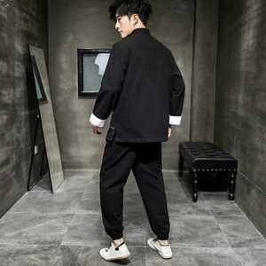 A1013中国风秋冬2020 飞鹤刺绣 棉麻盘扣/唐装/汉服套装P130图片