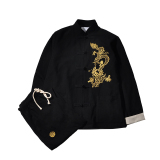 A1007中国风2021飞龙刺绣棉麻盘扣/唐装/汉服套装P130，男装民族服装，钱塘7008(原4008)