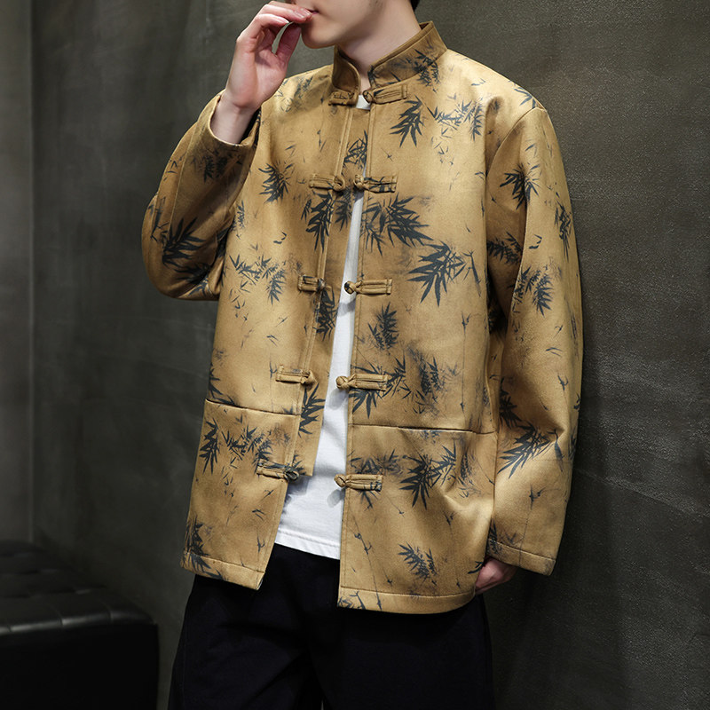 2025春新中式麂皮绒竹子唐装汉服夹克外套A658-P105,男装夹克,钱塘7008(原4008)
