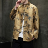 2025春新中式麂皮绒竹子唐装汉服夹克外套A658-P105，男装夹克，钱塘7008(原4008)