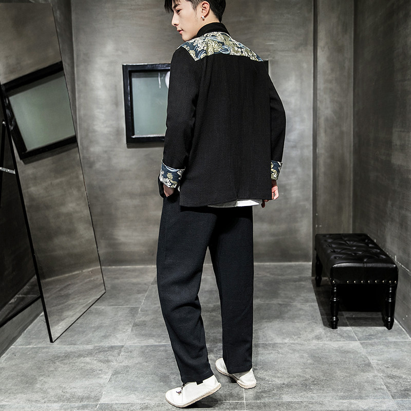 棉麻风龙款2026春款盘扣汉服套装特价A703-P70,男装休闲套装,钱塘7008(原4008)