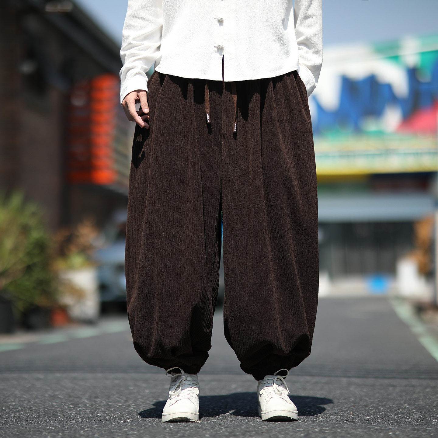 灯芯绒2色新款百搭秋冬2025宽松版哈伦灯笼裤子A3308-p68，男装休闲裤，钱塘7008(原4008)
