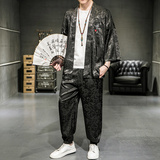 A2023*大码新品2021主推夏款龙提花中国风T恤套装P75，男装休闲套装，钱塘7008(原4008)