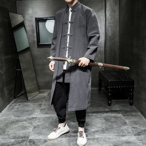 A802秋冬2021 中国风中长款风衣 汉服民族开衫p100图片