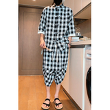 有视频跑量特价开衫套装夏2026风棉麻格子套装A3025-p60，男装休闲套装，钱塘7008(原4008)