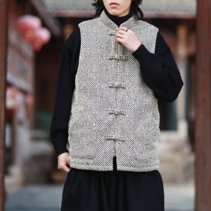 白底冬2025  雪尼尔 唐装马甲棉袄加厚羽绒马甲棉衣外套A527-P108图片
