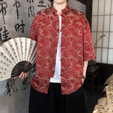 仙鹤提花夏季新品2026风汉服短袖衬衫/衬衣A678-p65，男装T恤，钱塘7008(原4008)