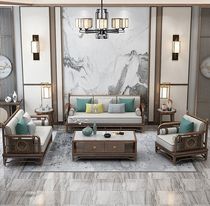 新中式全實木沙發組合別榫卯家具定制全烏金木白蠟木墅樣板房客廳